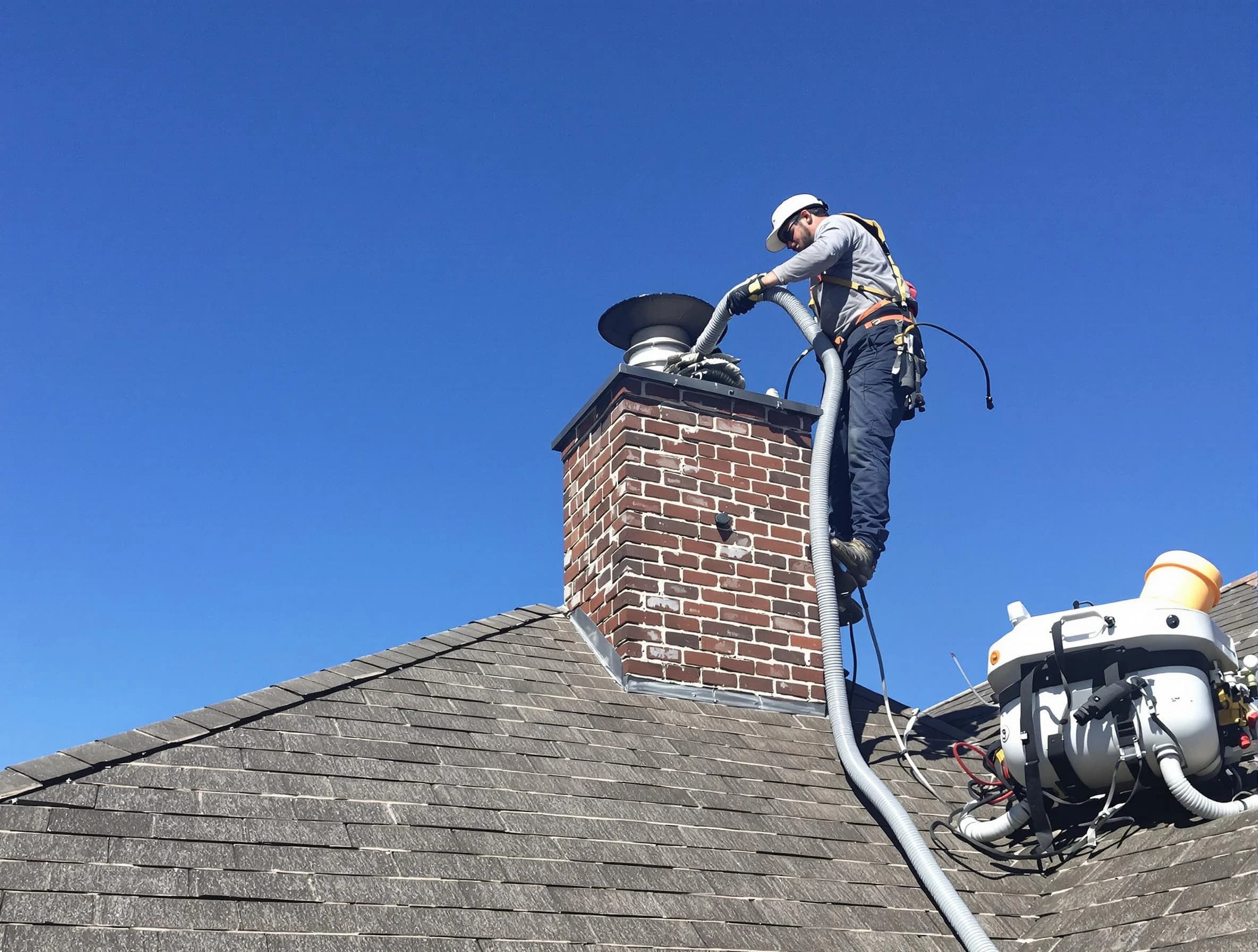 Dedicated Hendersonville Chimney Sweep team member cleaning a chimney in Hendersonville, TN