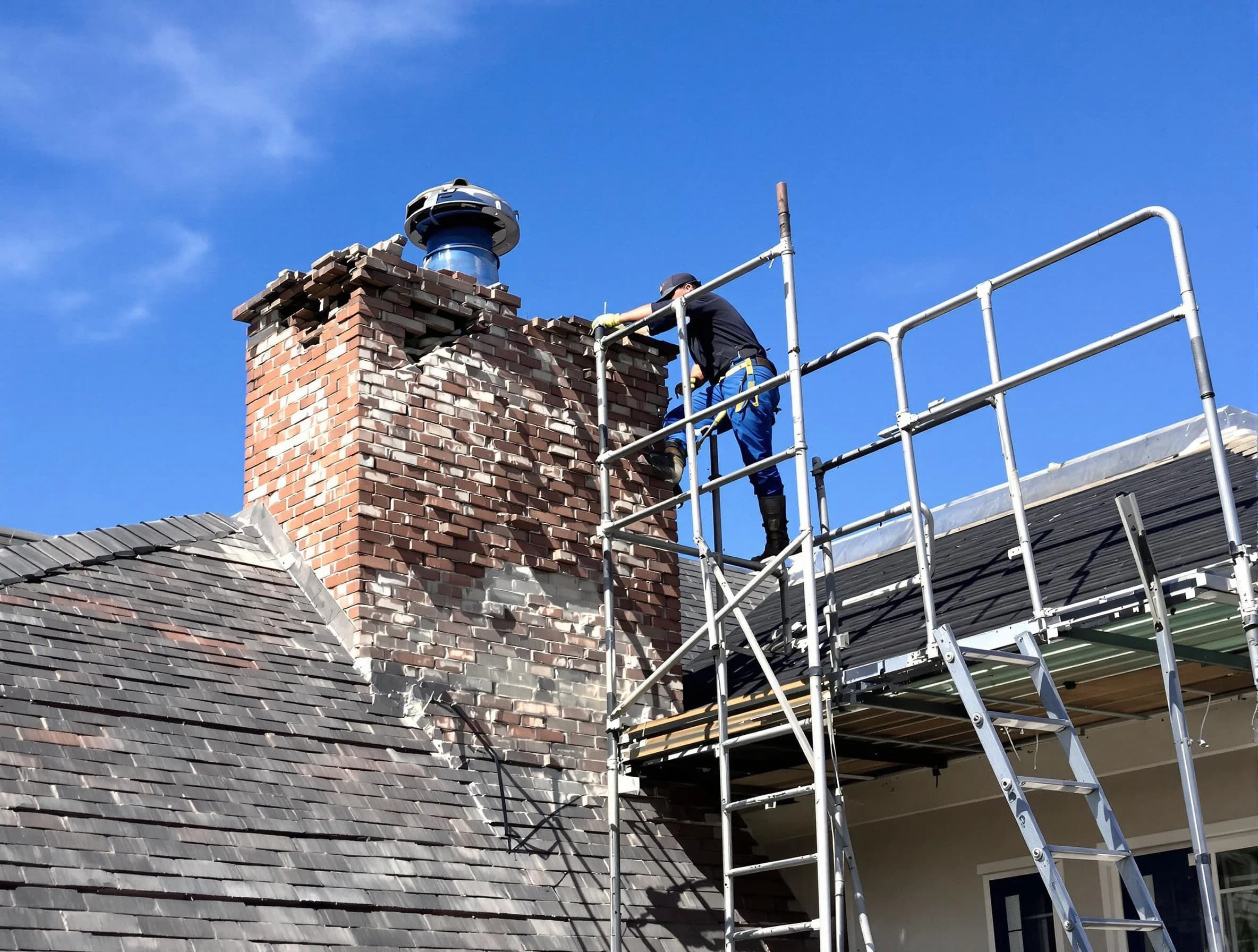 Rebuilding a chimney structure by Hendersonville Chimney Sweep in Hendersonville, TN