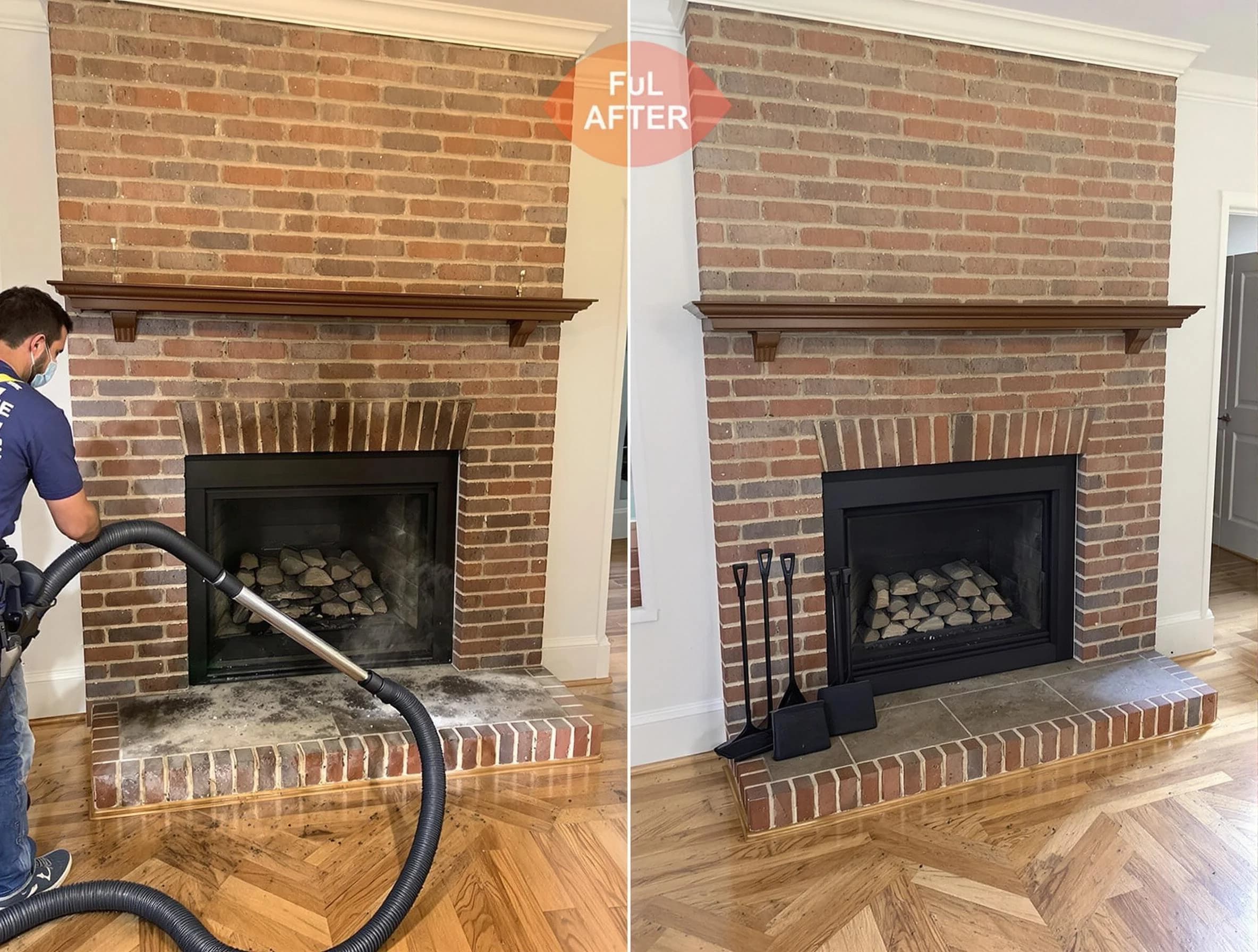 Hendersonville Chimney Sweep carefully sanitizing a fireplace in Hendersonville, TN