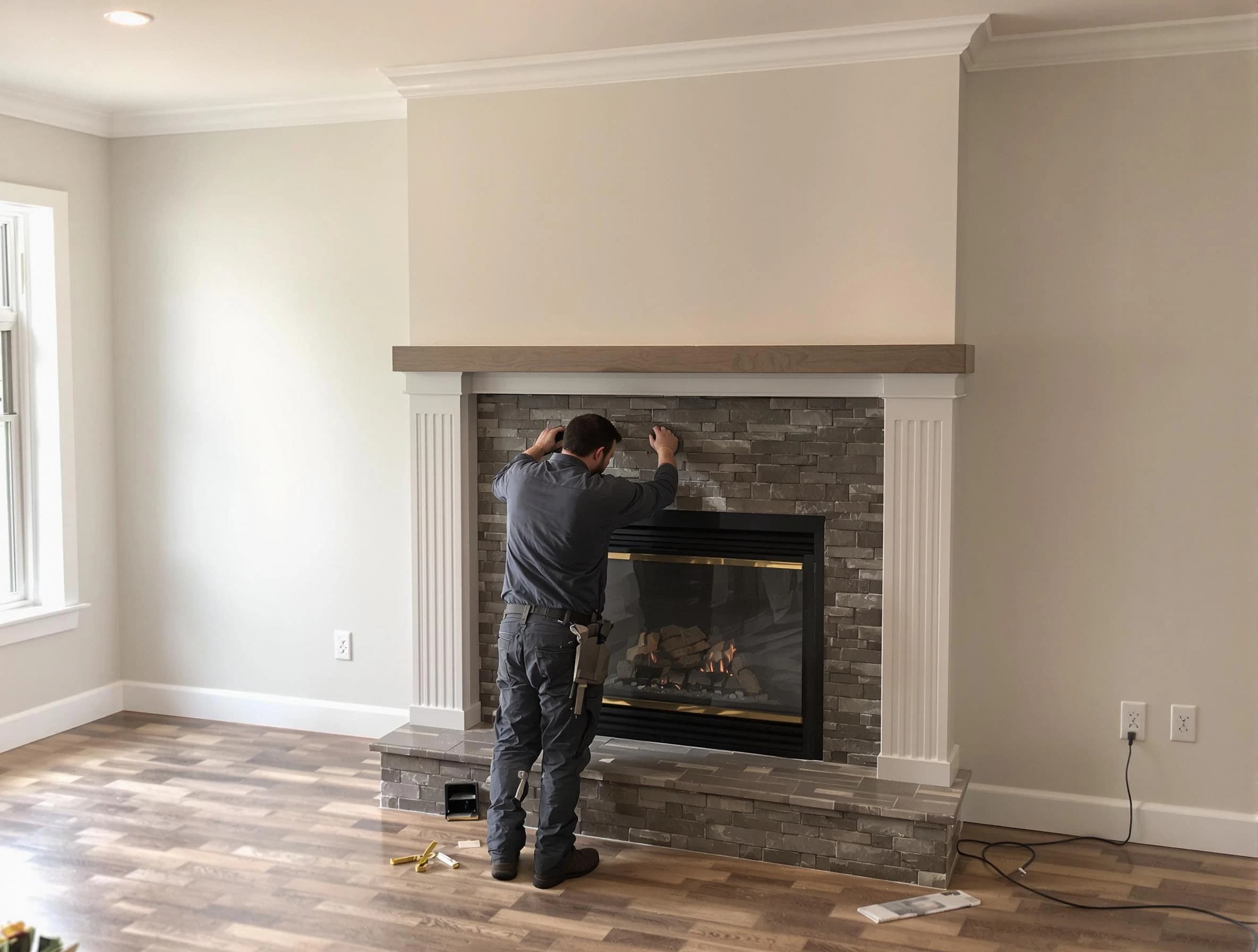Hendersonville Chimney Sweep finishing a custom fireplace install in Hendersonville, TN