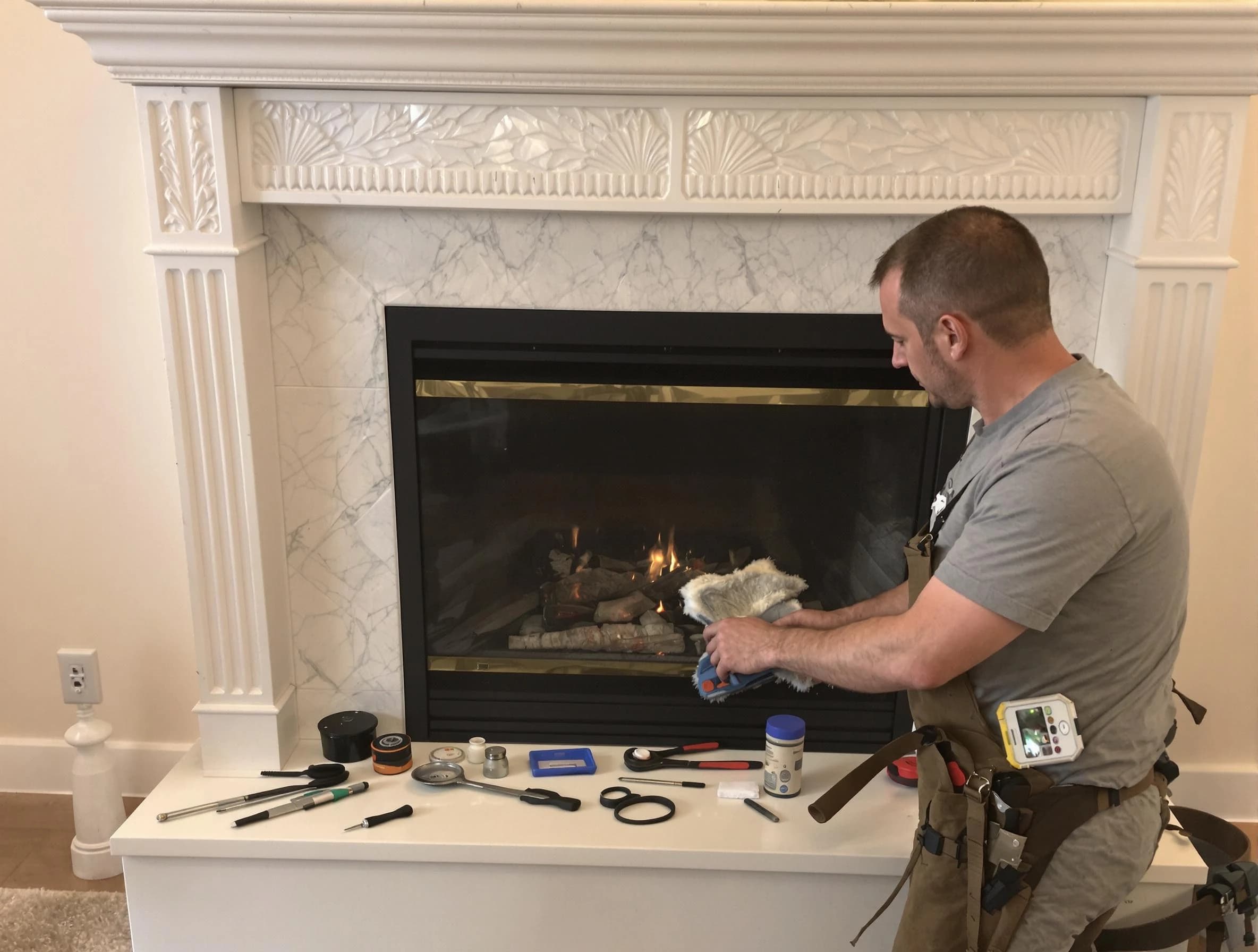 Hendersonville Chimney Sweep performing fireplace maintenance in Hendersonville, TN