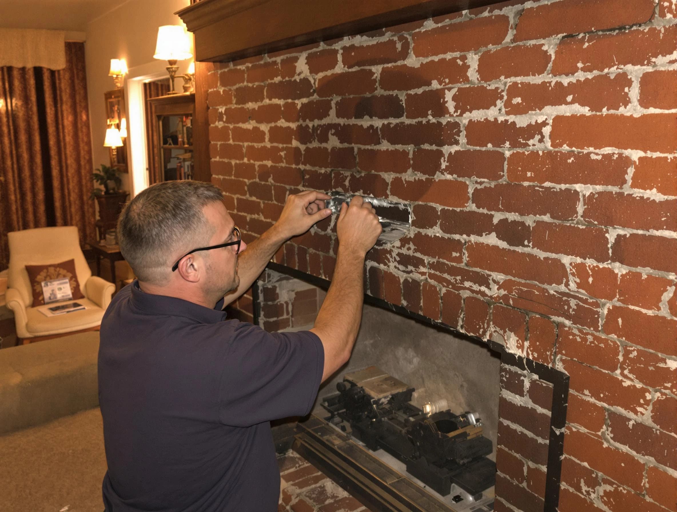 Hendersonville Chimney Sweep expert fixing a fireplace in Hendersonville, TN