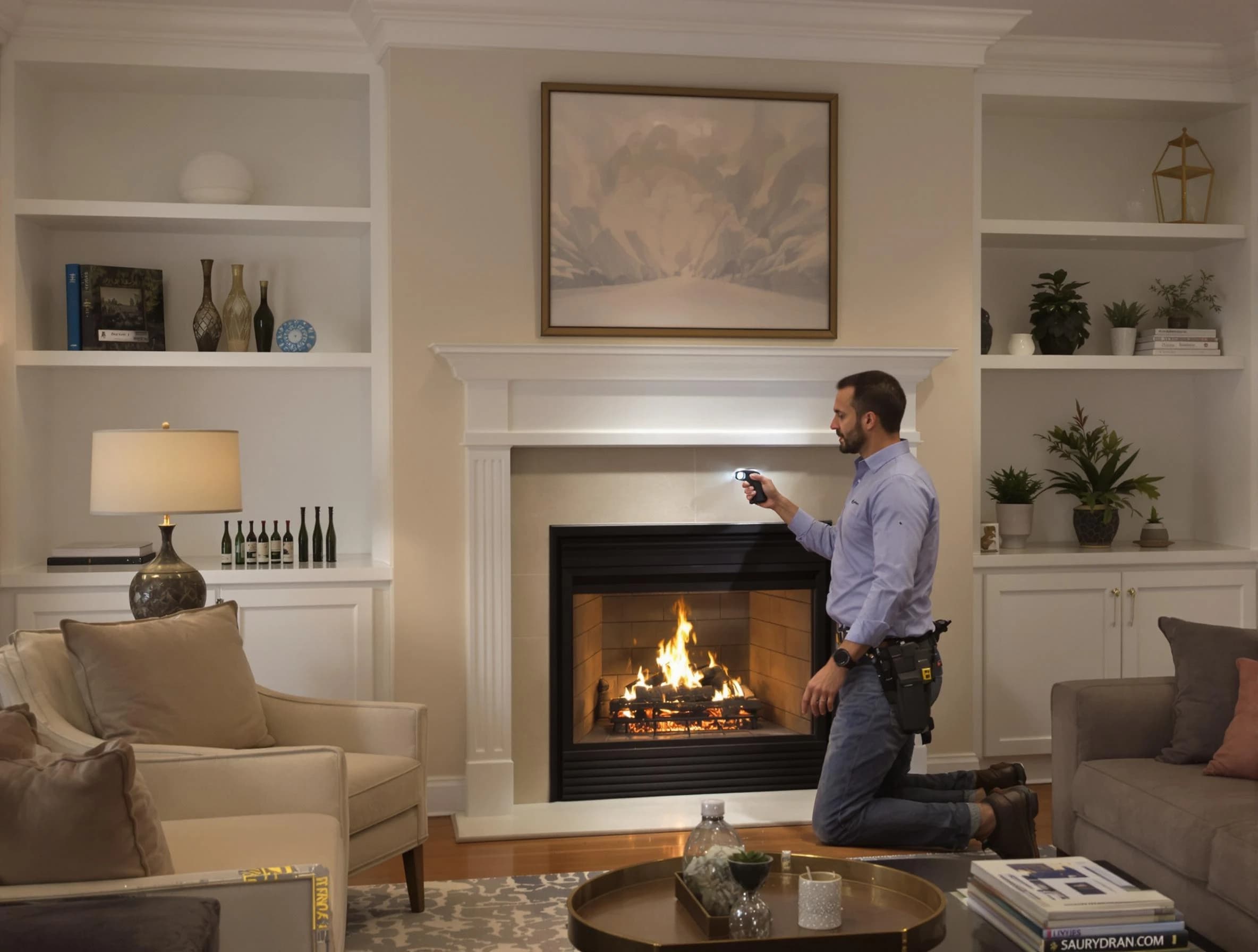 Hendersonville Chimney Sweep conducting a fireplace safety inspection in Hendersonville, TN