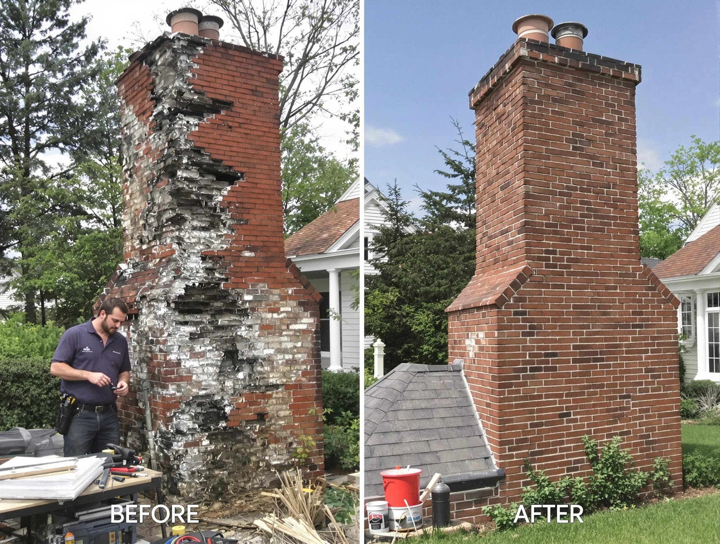 Hendersonville Chimney Sweep performing a full chimney restoration in Hendersonville, TN