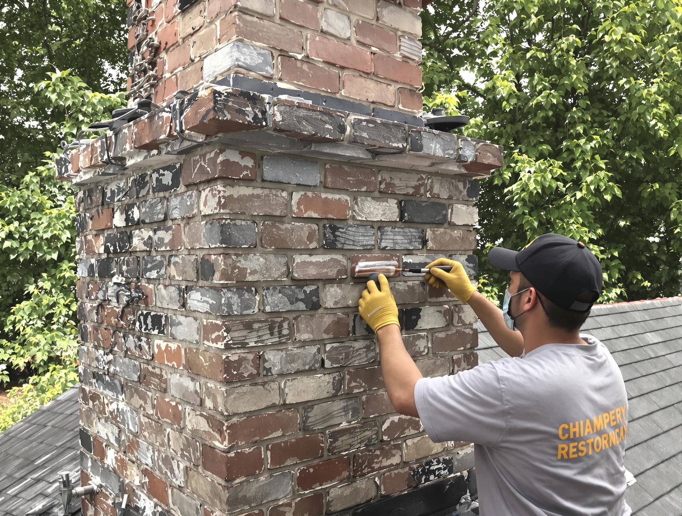 In-progress chimney restoration by Hendersonville Chimney Sweep in Hendersonville, TN
