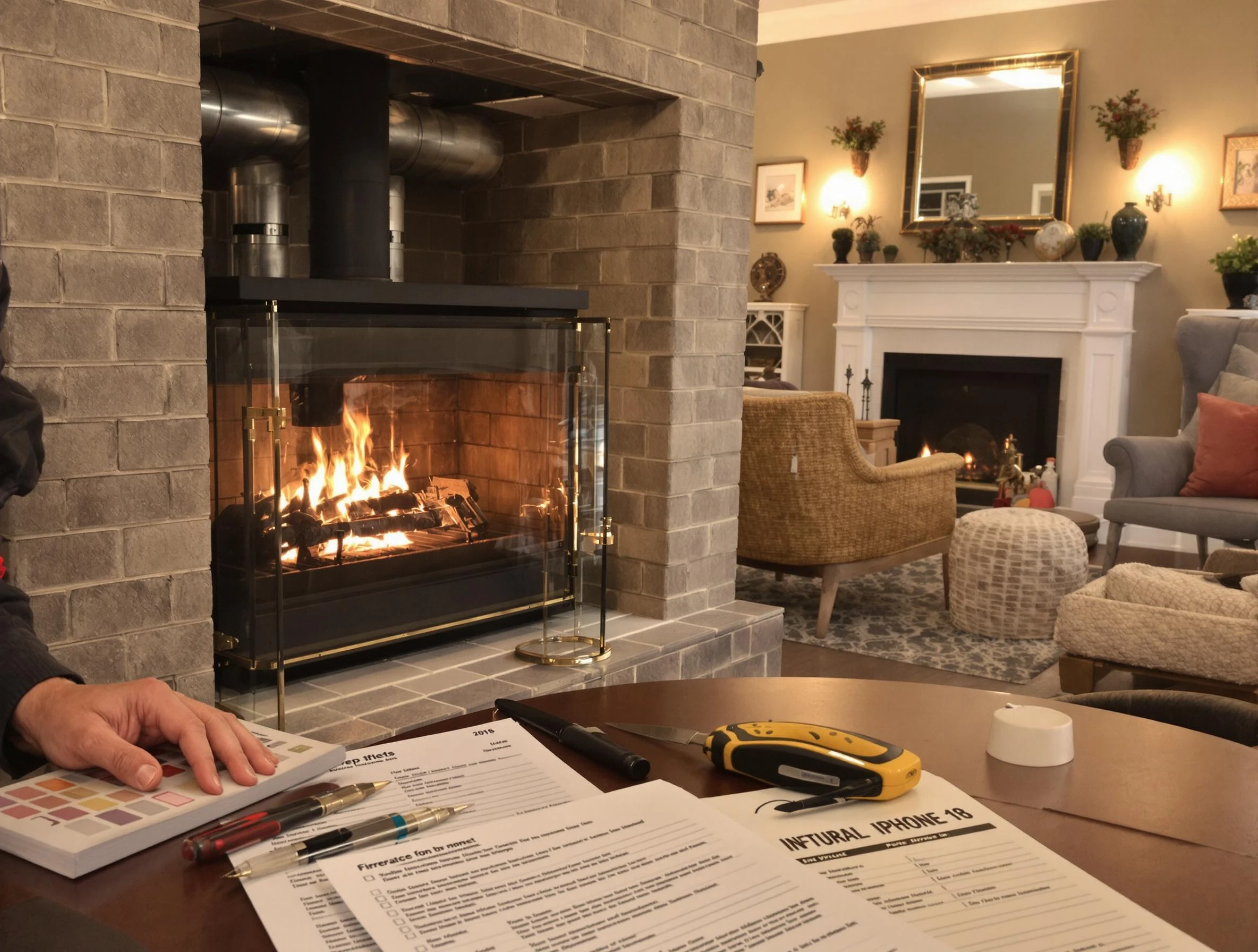 Hendersonville Chimney Sweep verifying fireplace safety measures in Hendersonville, TN